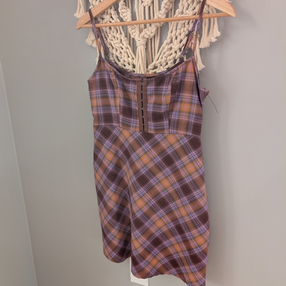 Urban Outfitters Keya Plaid Hook Eye Mini Dress Small 90s Grunge Y2k - Picture 2 of 5